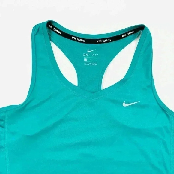 Nike Running Dr-Fit Teal Scoop Razor Back Athletic Lightweight Tank Top Size L - Picture 2 of 15